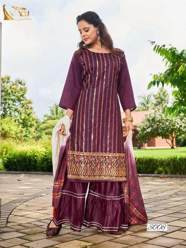 V4you Natashaa Vol 3 Chanderi Fancy Kurti Sharara With Dupatta Collection